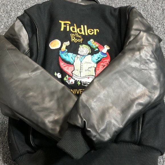 Rare Fiddler on the roof 30th Broadway play 2k Staff Jacket M Embroidered back